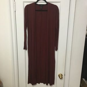 Floor length maroon sweater